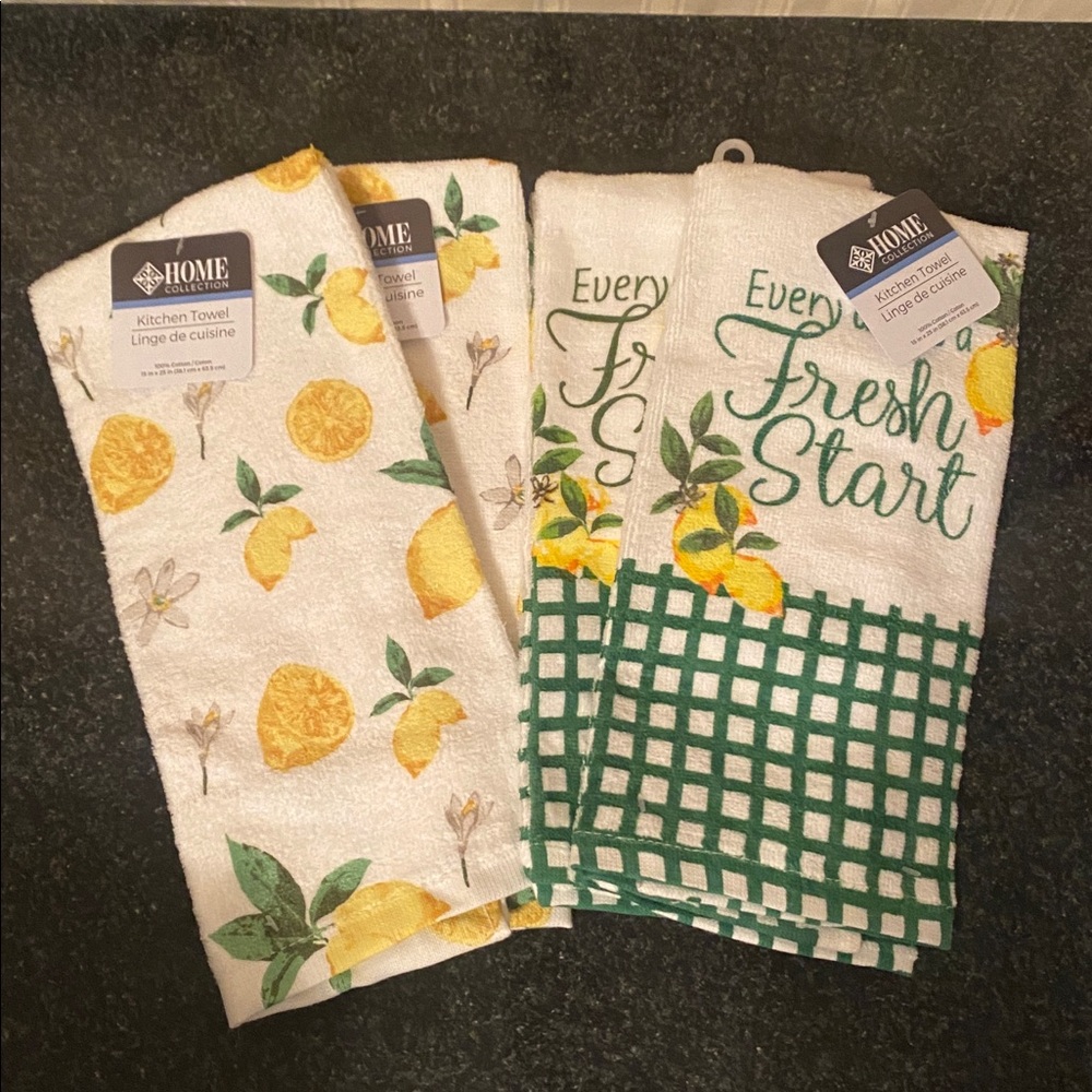 100% Cotton 7 Piece Lemon Kitchen Towel/Oven Mitt Set - Picture 3 of 10